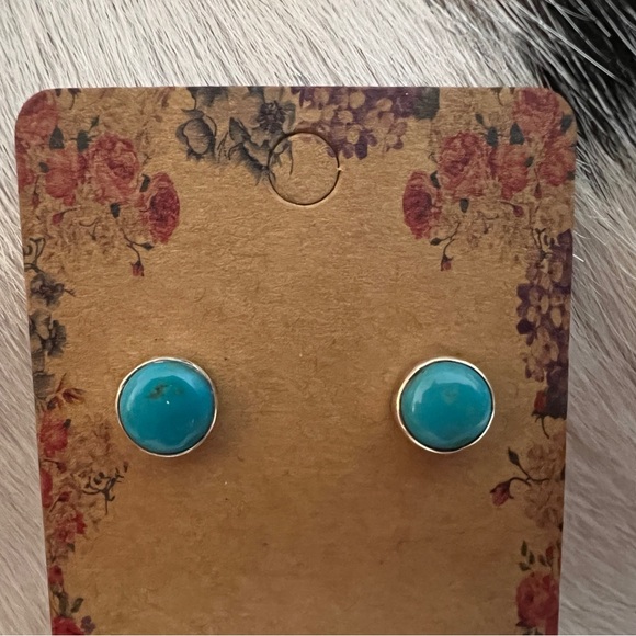 ❤️ Kingman Robin’s Egg Blue Turquoise Sterling Post Back Stud Earrings 9mm - Picture 3 of 9